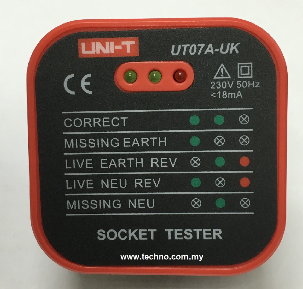 UNI-T UT07A-UK 18 AMP SOCKET TESTER - Click Image to Close